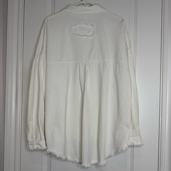 POL Button Up Shaket Jacket with Sequin Front Pockets Women’s Size M Off White - Picture 7 of 14